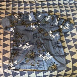Men's Tropical Print Casual Button Down Shirt